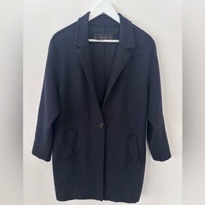 Zara single Button Black Wool Blend Coat